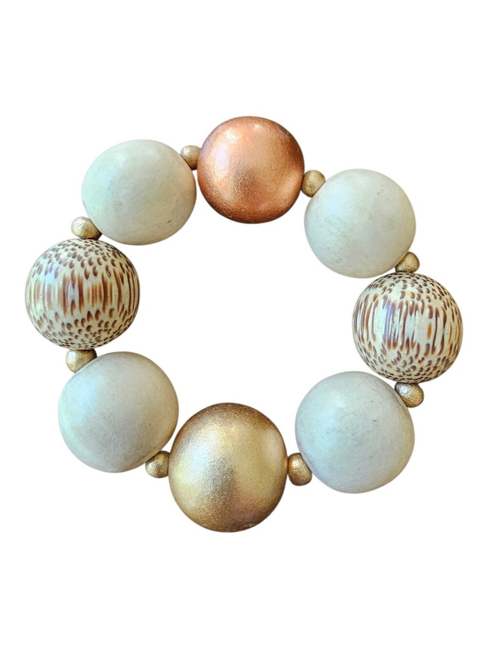 chunky wood bead elastic statement bracelet